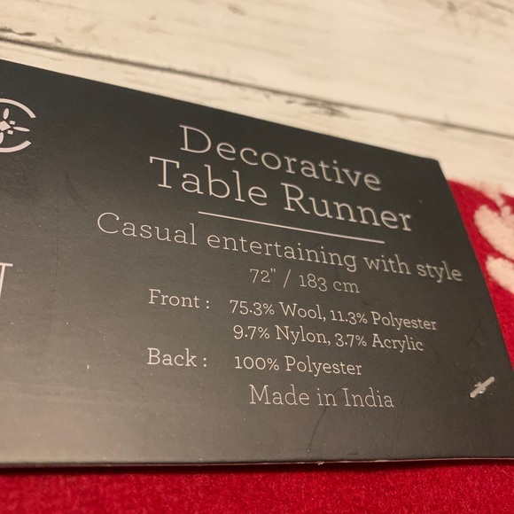 Nordic Folk Collection Decorative Table Runner 72" Red/White Floral - Picture 5 of 8